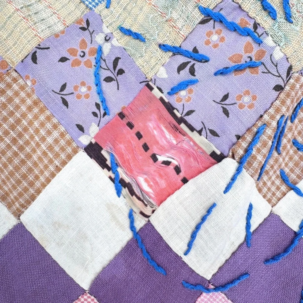 Antique Patchwork Quilt Jumpsuit Sz M Handmade Wide Leg Lined Cottagecore Artsy
